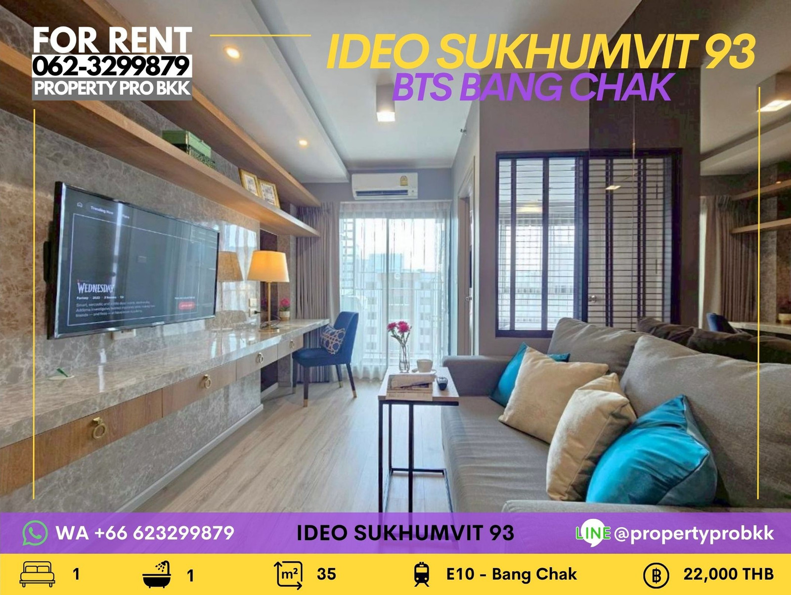 🌟🌟 ให้เช่าคอนโดแต่งครบ Ideo สุขุมวิท 93 – 60 เมตรจาก BTS บางจาก | พร้อมอ่างอาบน้ำ | ห้องตกแต่งสวย ครบ สะอาด พร้อมอยู่ 🌟🌟 
