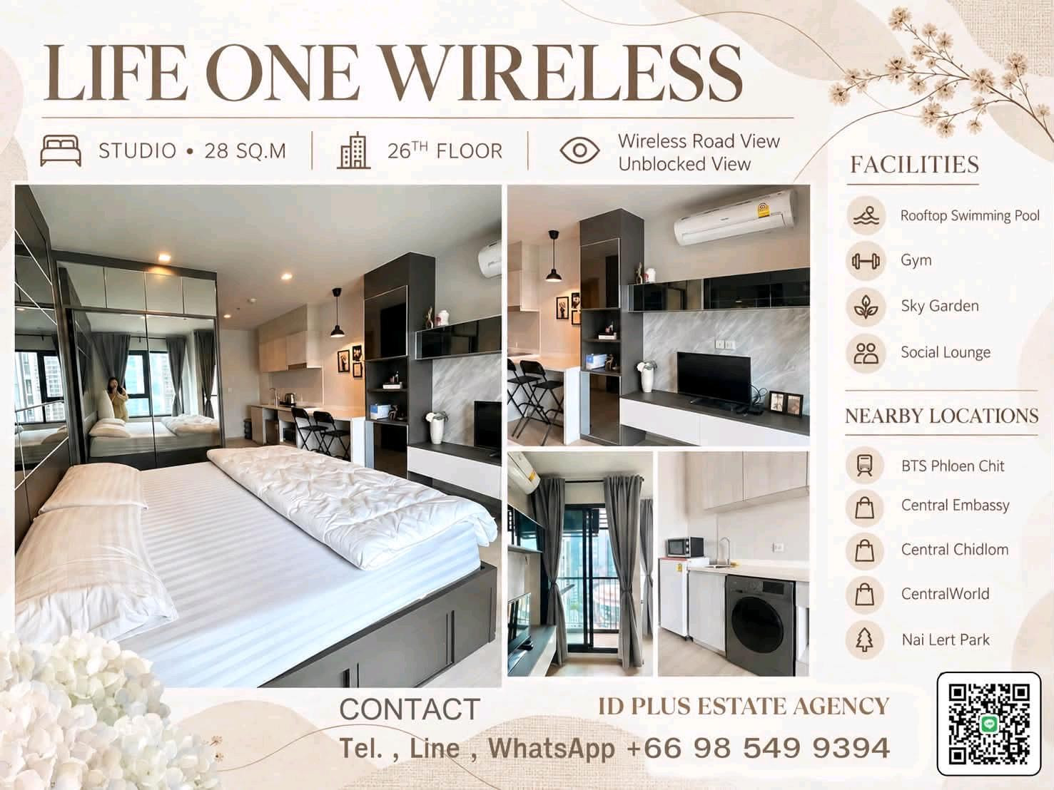 Condo room for Rent : Life One Wireless Studio for 28 sq.m Unblocked View On 26th floor. fully furnished and electrical appliances. Walk 7 mins. to BTS Ploenchit Rental Only for 22,000 / M. Condo room for Rent : Life One Wireless Studio for 28 sq.m Unblocked View On 26th floor. fully furnished and electrical appliances. Walk 7 mins. to BTS Ploenchit Rental Only for 22,000 / M.