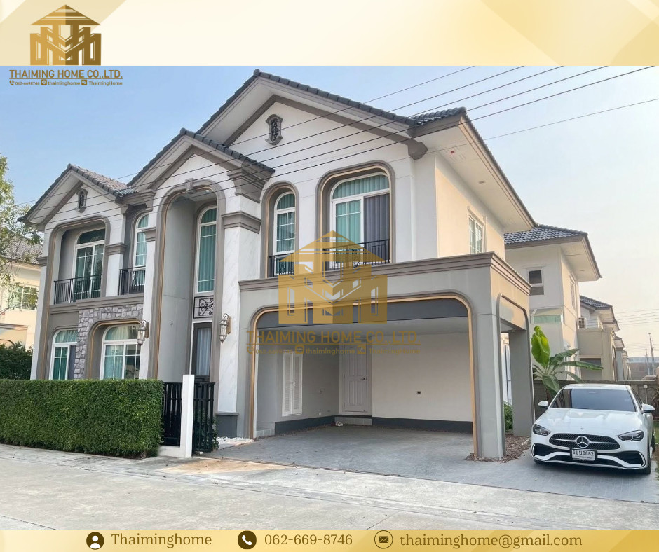 ขาย/ให้เช่า บ้านเดี่ยว 2ชั้น ใหม่ พร้อมเข้าอยู่ 5ห้องนอน 5ห้องน้ำ 3ที่จอดรถ ใกล้สนามบินสุวรรณภูมิ สมุทรปราการ(TH8-8626)