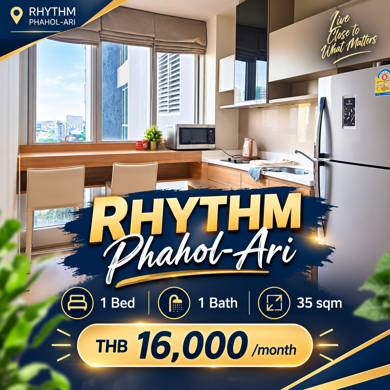 🏙️ ให้เช่า Rhythm Phahol-Ari | 1 นอน 1 น้ำ 35 ตร.ม. 🏙️ ให้เช่า Rhythm Phahol-Ari | 1 นอน 1 น้ำ 35 ตร.ม.
