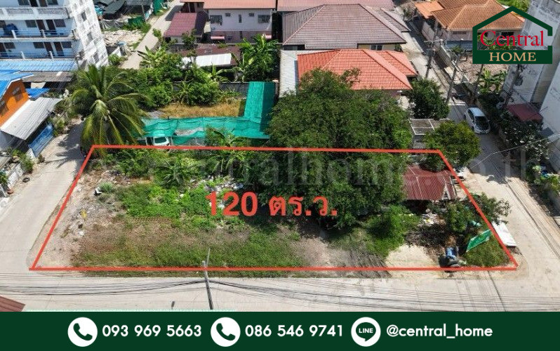 Land, Soi Renu Uthit, Lat Lum Kaeo, 120 square meters, next to the road on 3 sides, only about 100 meters from the main road.