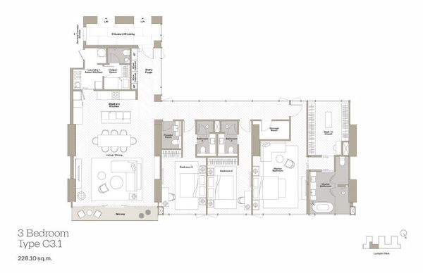 Dusit Parkside: 228.23 SQM 3BEDROOM  TypeC3.1  96,000,000 THB 🌳 Lumpini view Call : 088-2389494 