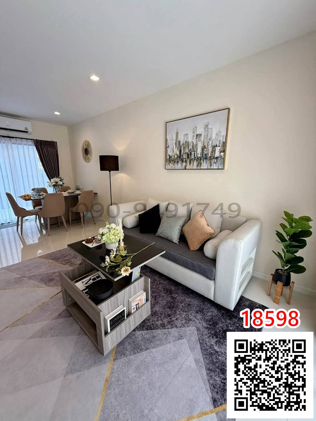 3-story townhome for rent, Eigen Rama 9 project, Eigen Rama 9, near the city, near the expressway.