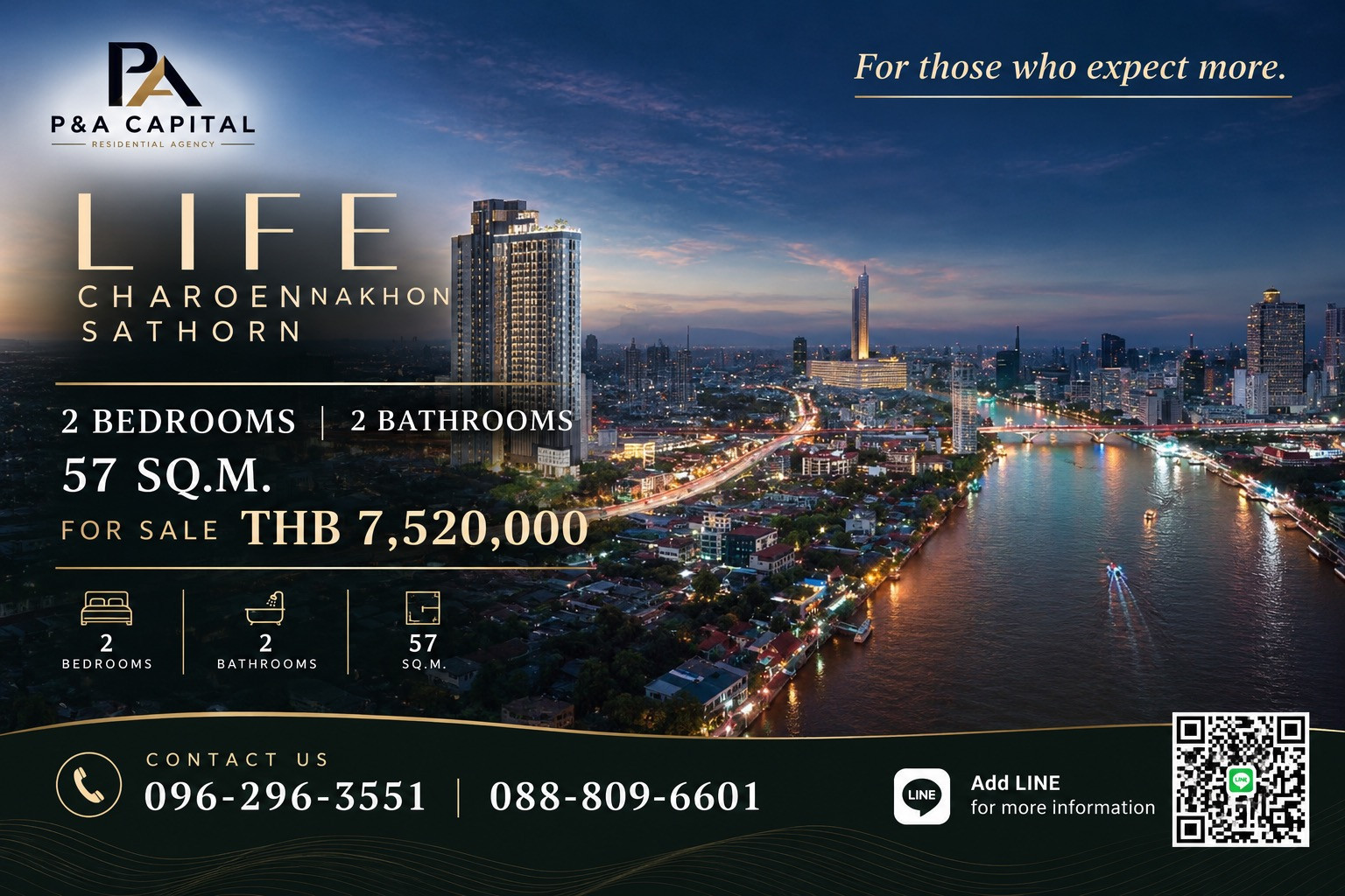 ขายด่วน LIFE CHAROENNAKHON SATHORN | 2-BEDROOM | 57 SQ.M. ขายด่วน LIFE CHAROENNAKHON SATHORN | 2-BEDROOM | 57 SQ.M.