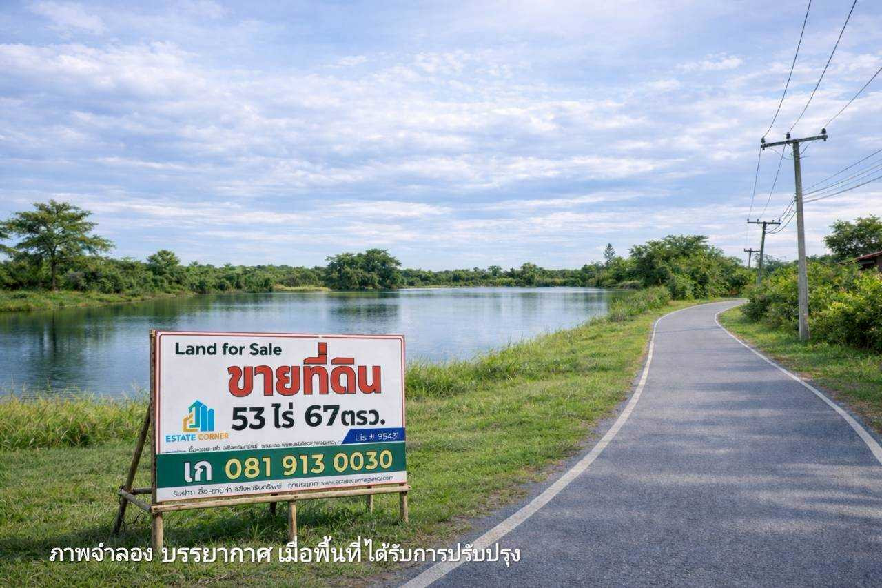 95431 - ขายที่ดินแปลงใหญ่พร้อมบ่อน้ำ 53 ไร่ ติดถนน (ใกล้ถนน 3064) ต.โคกพุทรา อ.โพธิ์ทอง จ.อ่างทอง โฉนดพร้อมโอนทันที เหมาะสำหรับ ทำฟาร์ม เกษตรกรรม ธุรกิจที่ต้องใช้น้ำ หรือการลงทุนถือครองระยะยาว
