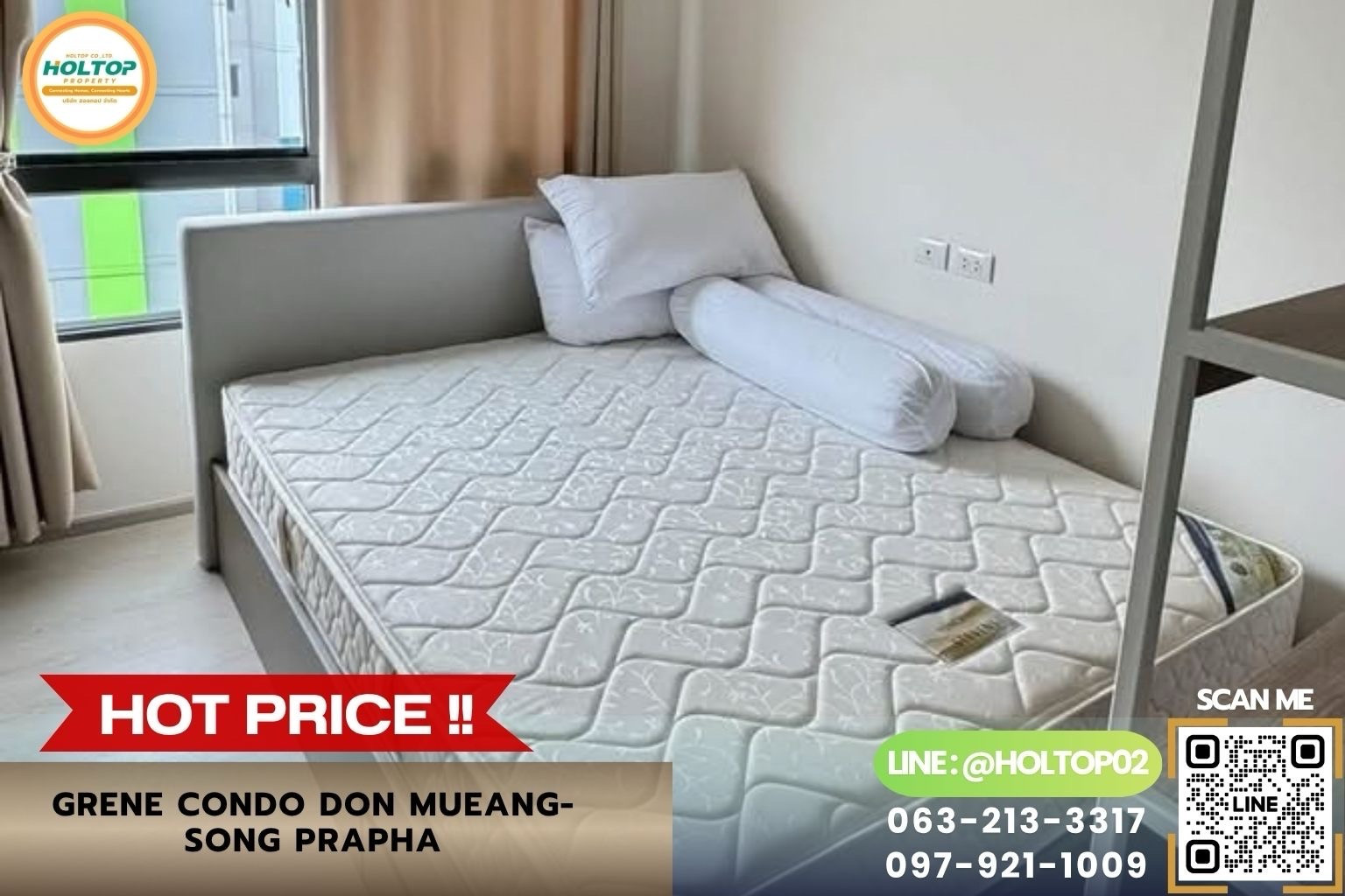 #Z6608 Condo for rent Grene Condo Don Mueang-Song Prapha.