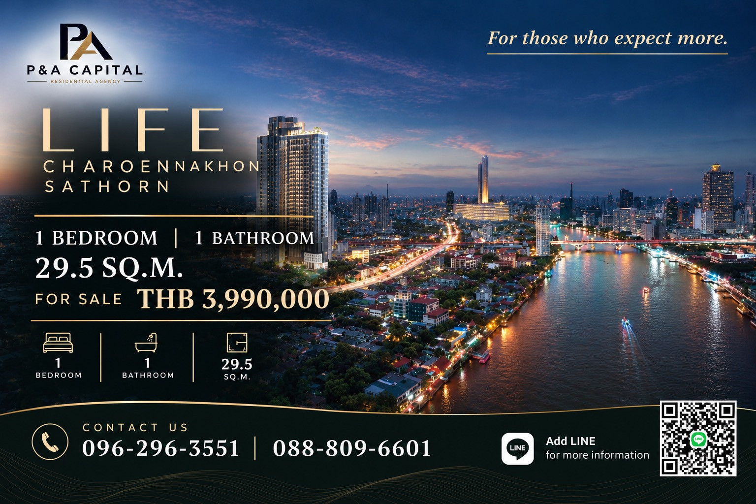 ขายด่วน LIFE CHAROENNAKHON SATHORN | 1-BEDROOM | 29.5 SQ.M. ขายด่วน LIFE CHAROENNAKHON SATHORN | 1-BEDROOM | 29.5 SQ.M.