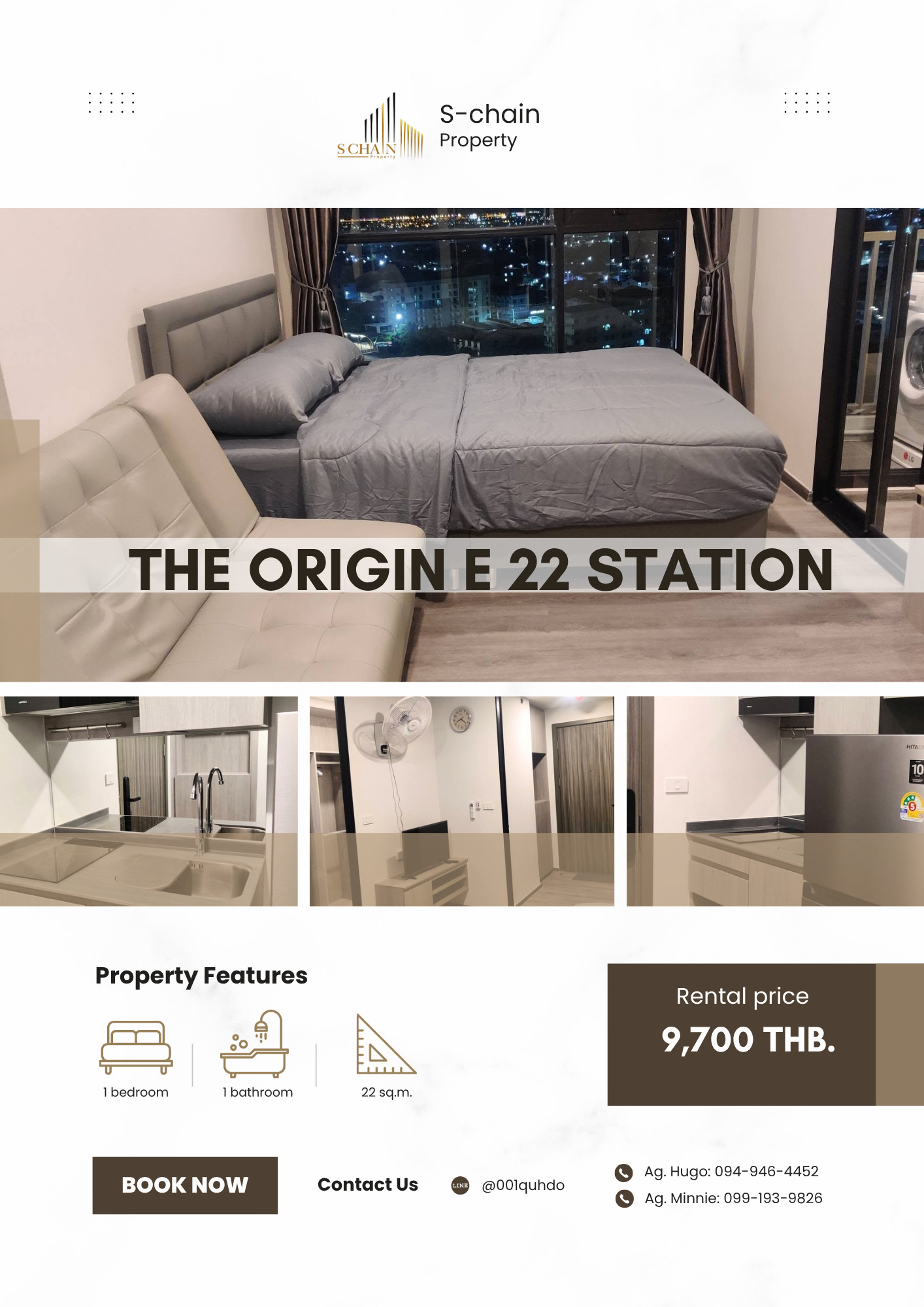🚆🌿 Easy living, near BTS wire line, convenient connection to Sukhumvit 💖✨ The Origin E22 Station ✨ NO-094