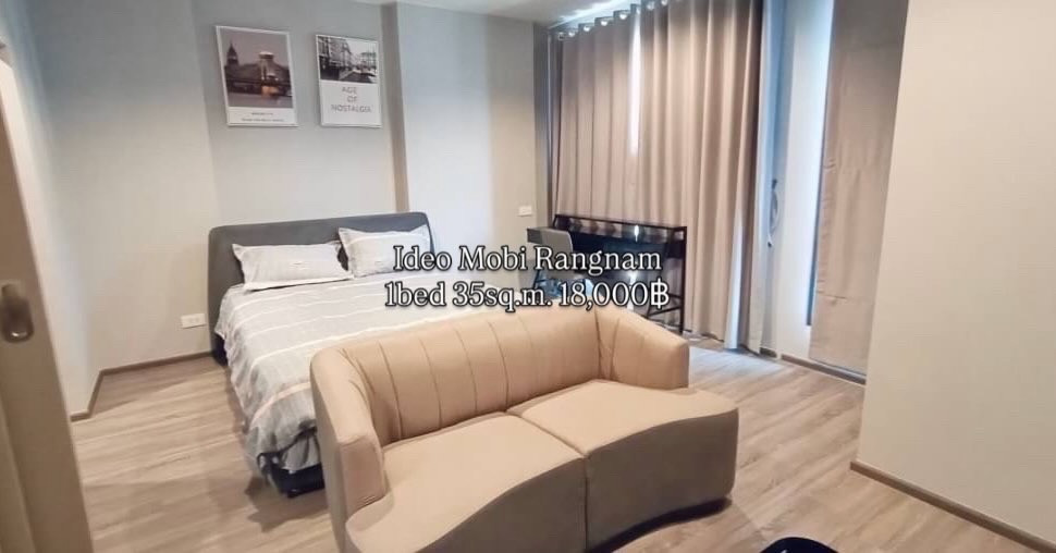 For Rent!! Ideo Mobi Rangnam Rent Price!! 18,000฿ per month❤️‍🔥1 Bedroom size 35 sq.m. Contract Aomam (agent) Tel./Line id : 0955871692 WhatsApp : +66 95 587 1692