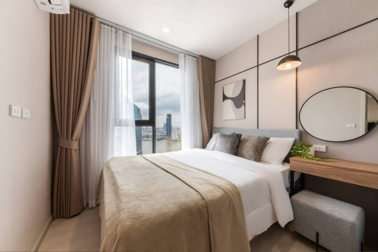 FOR RENT: NUE Riverest Ratburanaม Brand-new, fully furnished condo with Chao Phraya River bend and city views. 34th Fl., Highest Residential Fl., Only 2 Units on This Floor