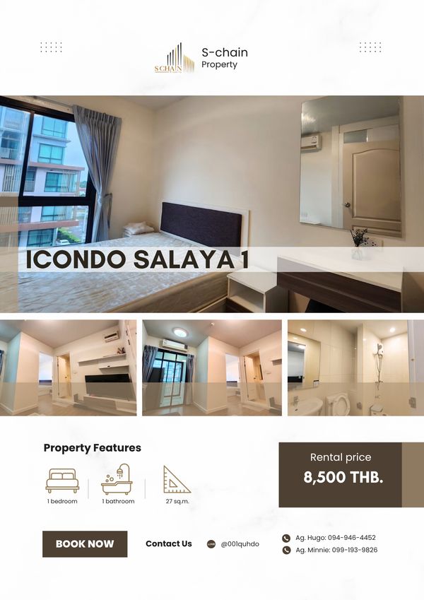 🎓🌿 Near Mahidol Salaya! The room is good, suitable for living alone or as a couple 💛✨ iCondo Salaya 1 ✨ NO-099