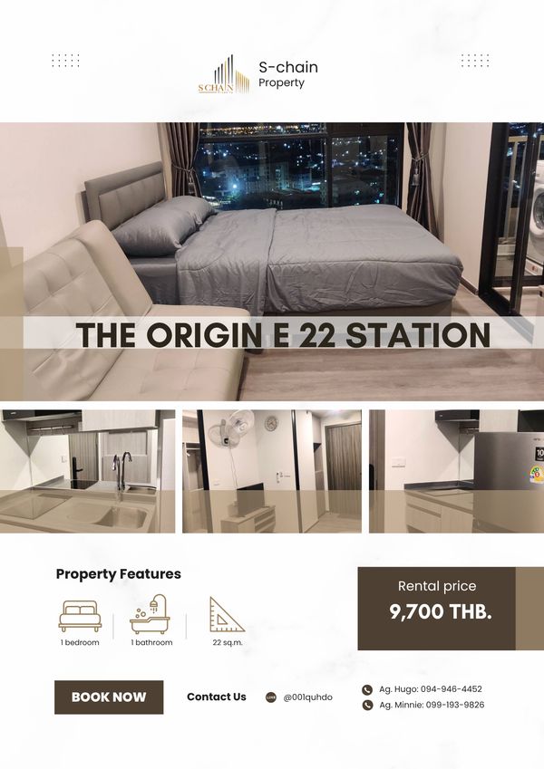 🚆🌿 ใช้ชีวิตง่าย ใกล้ BTS สายลวด เชื่อมสุขุมวิทสะดวก 💖✨ The Origin E22 Station ✨ NO-094