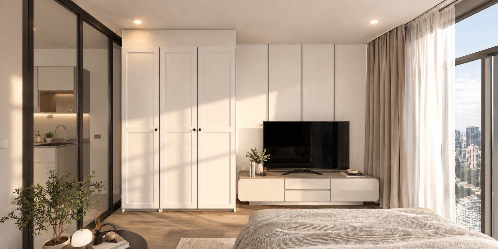 For rent, Culture Thonglor, new room, 15th floor, Studio room, size 24 sq m., 1 bedroom, 1 bathroom, 5 minutes walk to BTS Thonglor station, open view, not blocked. – รูปที่ 3