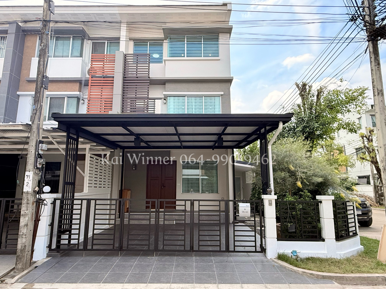Townhouse for rent, 3 floors, back corner ✅For rent 28,000 baht per month✅Town Plus  On Nut-Lat Krabang 29.5 sq m, 157 square meters, 3 bedrooms, 3 bathrooms