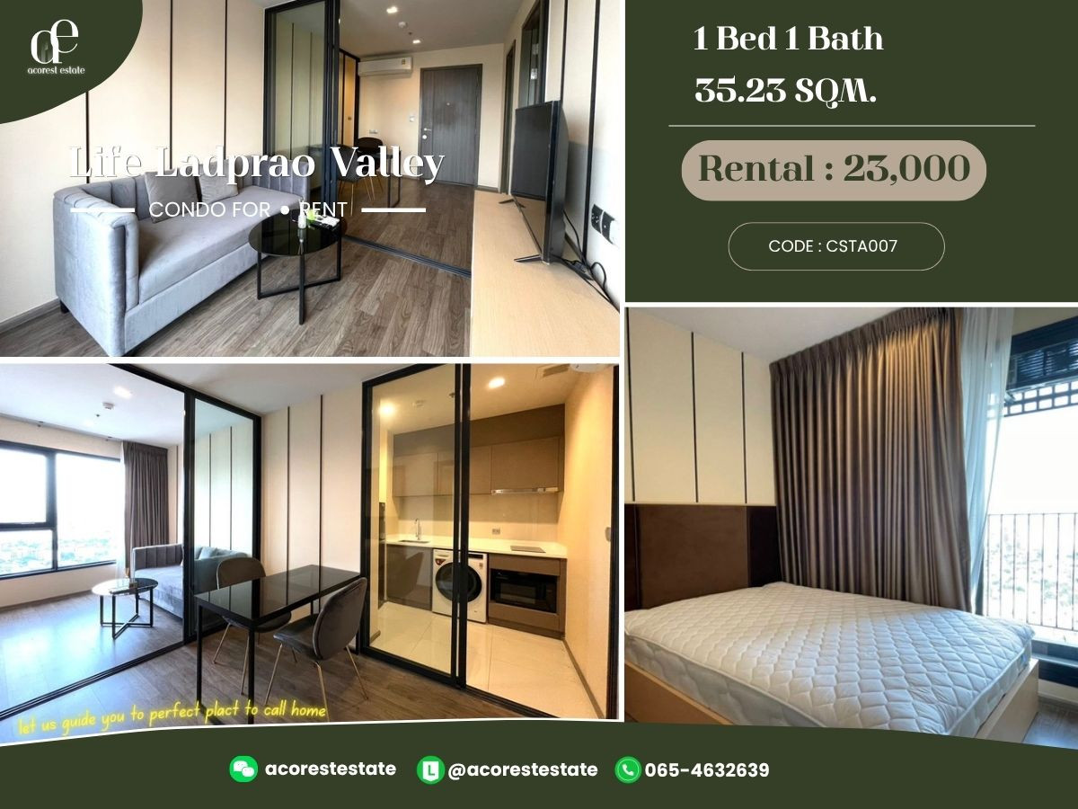 ✨🌷 For Rent Life ladprao Valley✨🌷 1 Bed 1 Bath  | Size 35.23  Sq.m. | Floor 37 