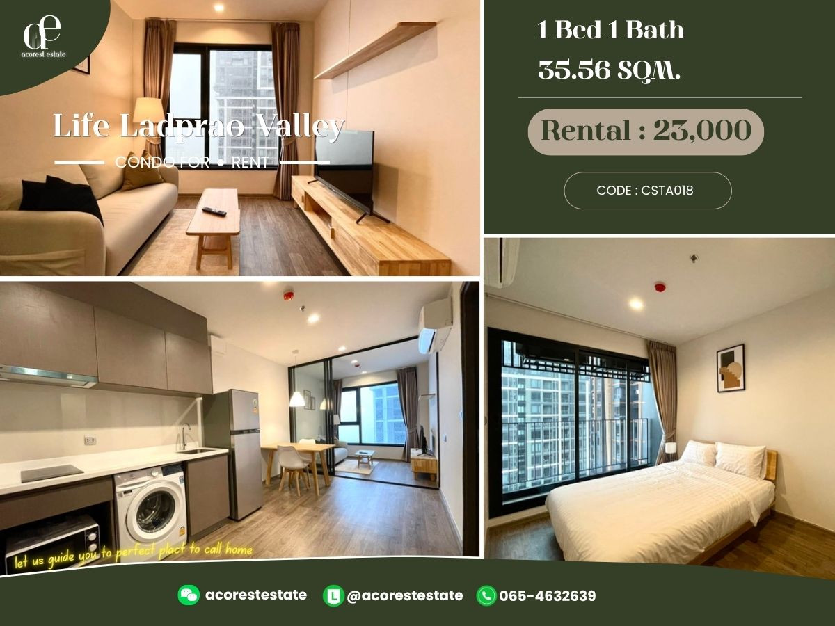 ✨🌷 For Rent Life ladprao Valley✨🌷 1 Bed 1 Bath  | Size 35.56  Sq.m. | Floor 37 