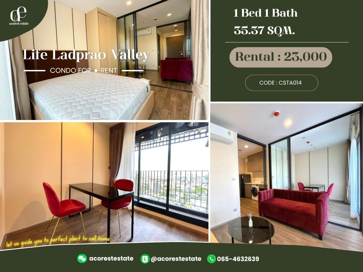 ✨🌷 For Rent Life ladprao Valley✨🌷 1 Bed 1 Bath  | Size 35.37  Sq.m. | Floor 37