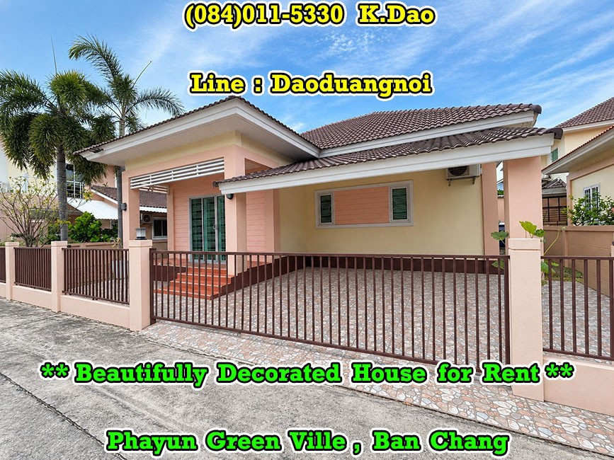Phayun Green Ville, Ban Chang *** Beautifully Decorated House for Rent ***