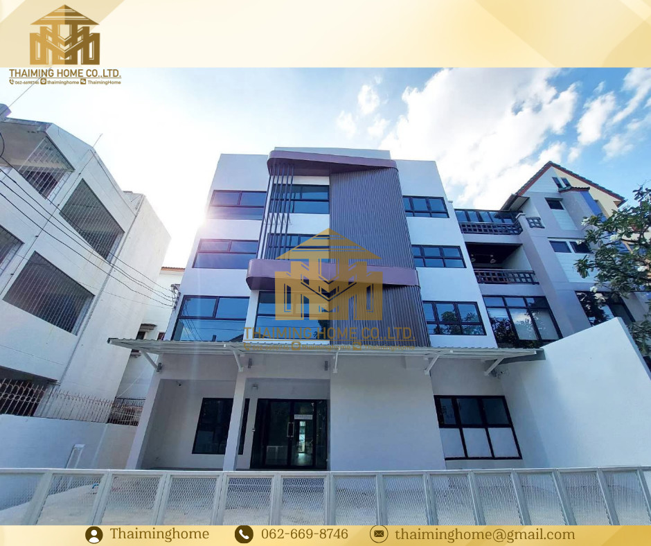 4-story office building for rent with elevator, total 300 sq m, usable area 600 sq m, parking for 30 cars, Vibhavadi Rangsit, Lat Phrao (TO8-3426)