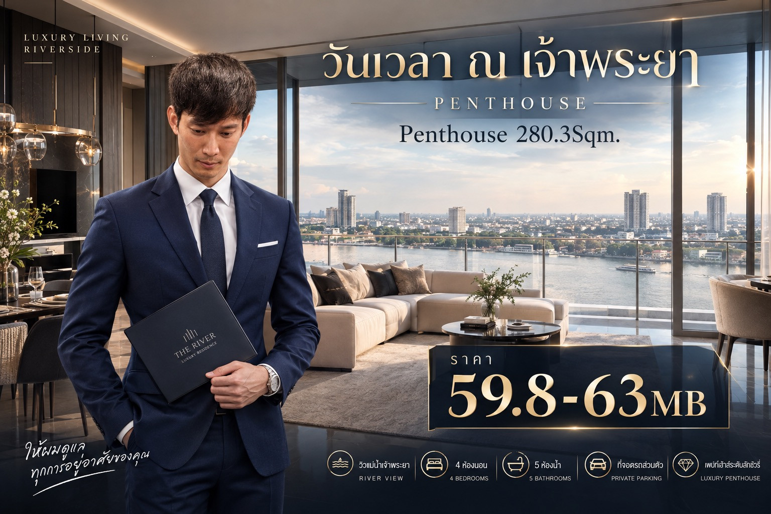 PENTHOUSE ชั้นสูง ชั้นที่ 50 สวยแบบสะกด โทร 0946503223