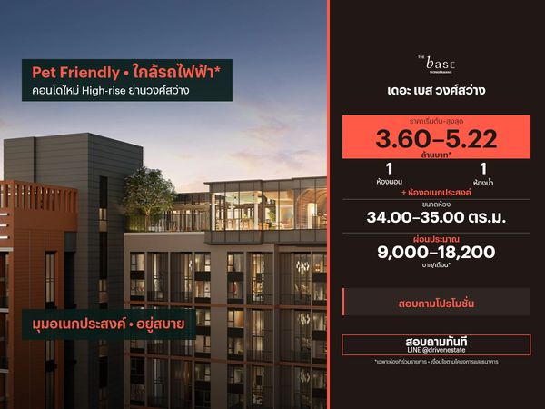 ขายคอนโด เดอะ เบส วงศ์สว่าง 34.00–35.00 ตร.ม.