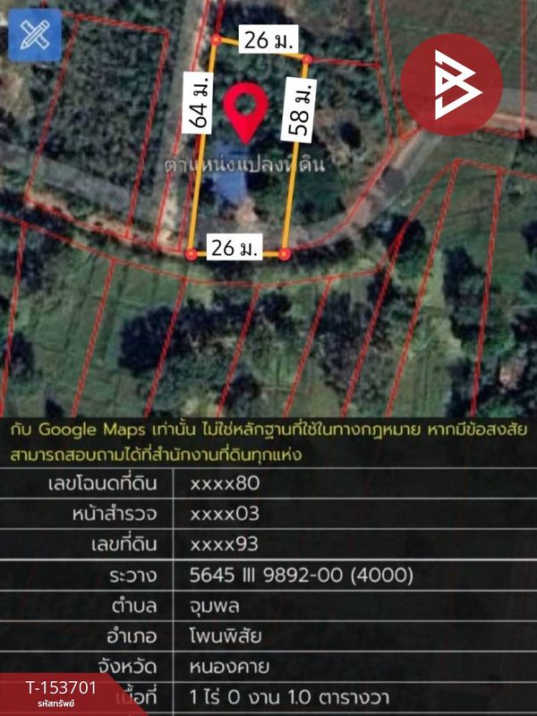 ขายที่ดิน เนื้อที่ 1 ไร่ 1 ตร.วา โพนพิสัย หนองคาย
