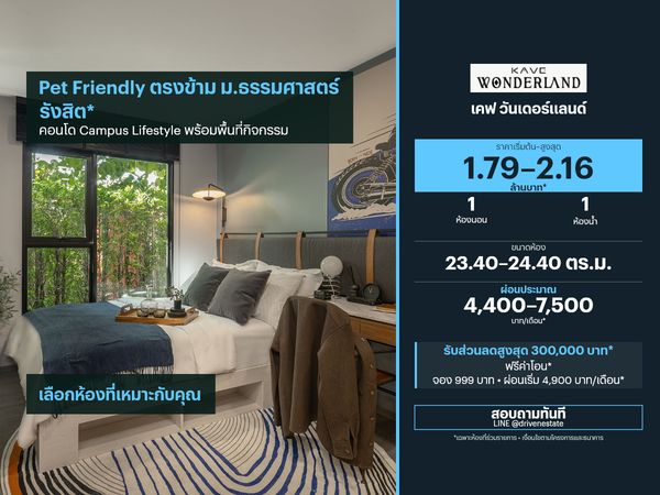 ขายคอนโด เคฟ วันเดอร์แลนด์ 23.40–24.40 ตร.ม.
