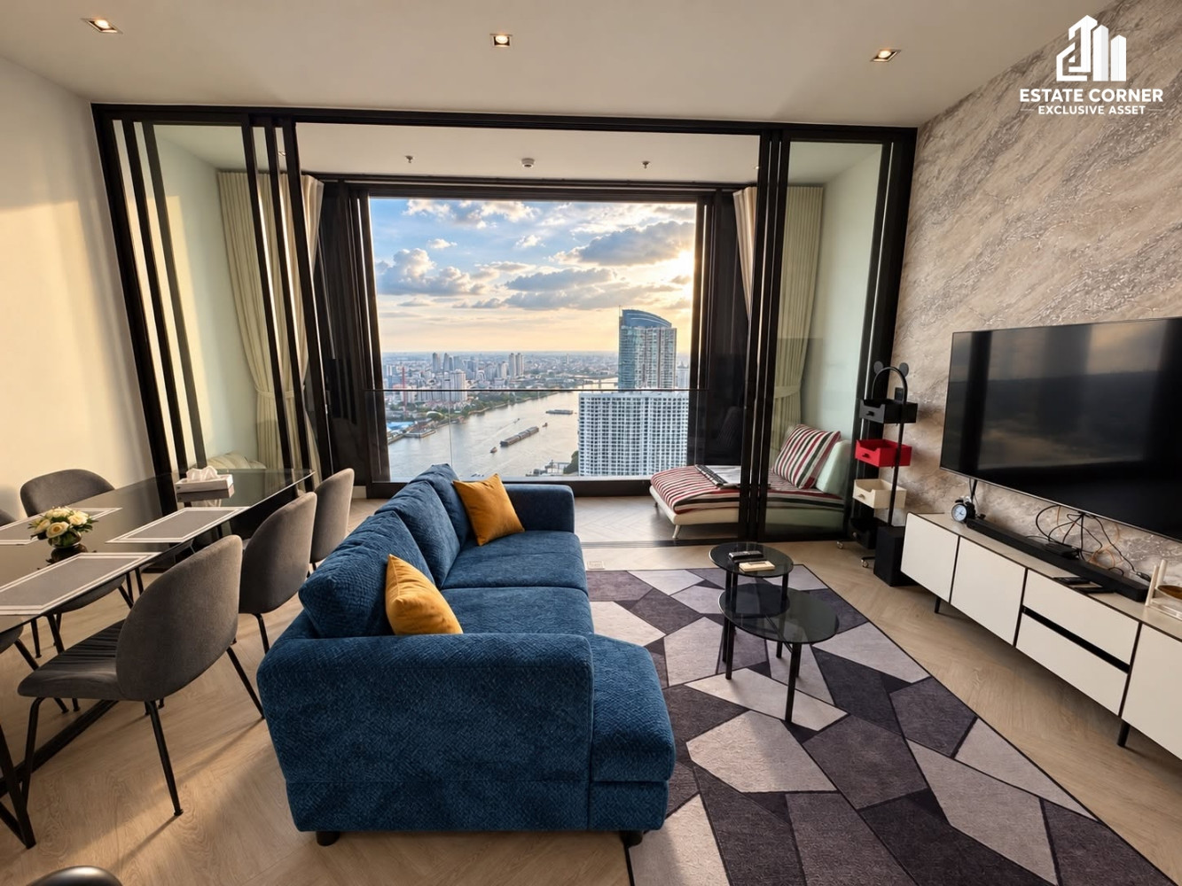 Condo for rent: Chapter Charoennakorn - Riverside, 42nd floor, view of the Chao Phraya River curve | 2 bedrooms, 79 sq m., fully furnished, ready to move in! Condo for rent: Chapter Charoennakorn - Riverside, 42nd floor, view of the Chao Phraya River curve | 2 bedrooms, 79 sq m., fully furnished, ready to move in!