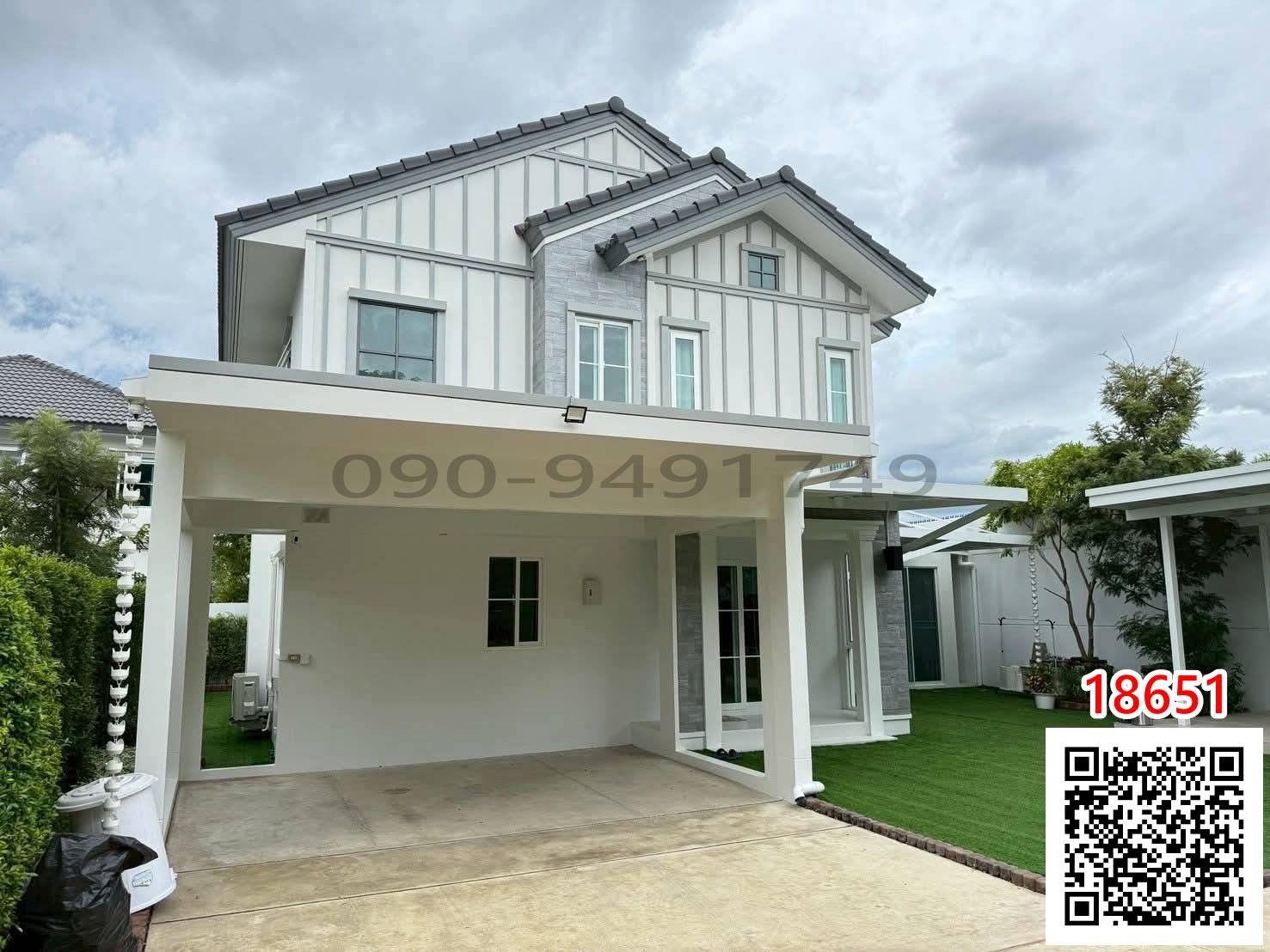 Single house for rent, Villaggio 3 Srinakarin - Bangna, deep front, large garden, ready to move in.