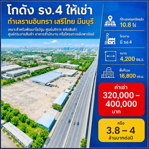 Large Warehouse and Concrete-Paved Land for Rent, 10.8Rai, Ramintra–Serithai–Min Buri. Located near – รูปที่ 2