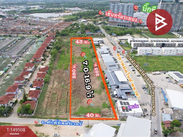 Land for sale, area 7 rai 12.9 sq m, Choeng Noen, Rayong.