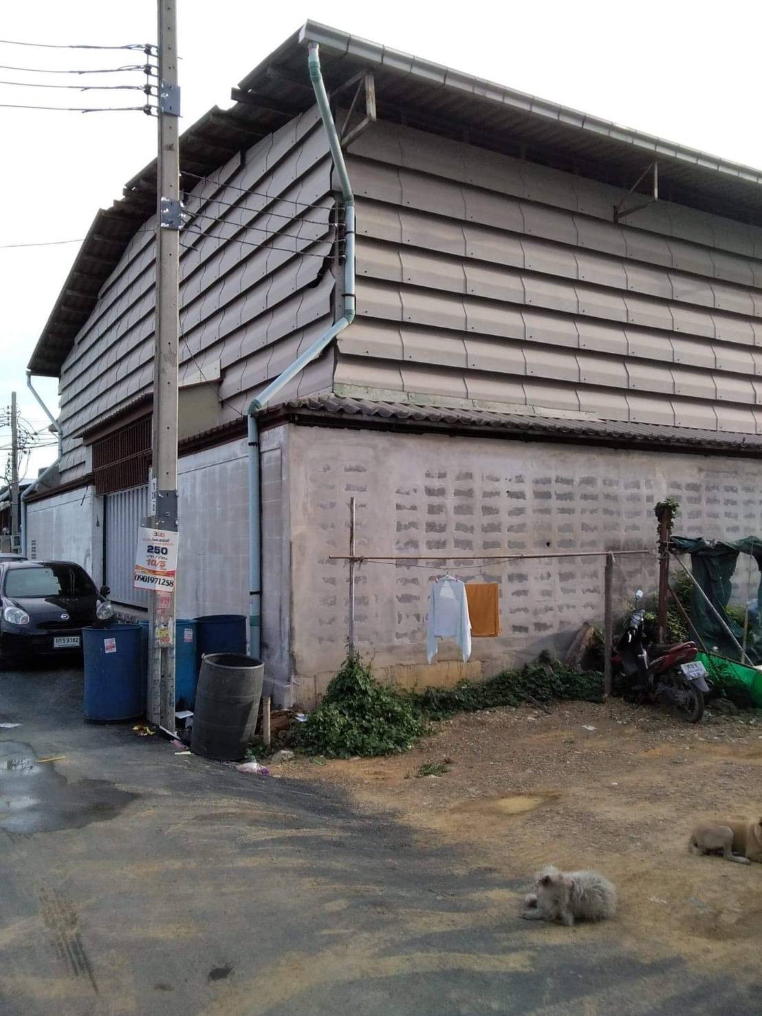 Warehouse for sale, size 800 sq m, land 200 sq m.  For sale 18 million baht, location Ekkachai 66