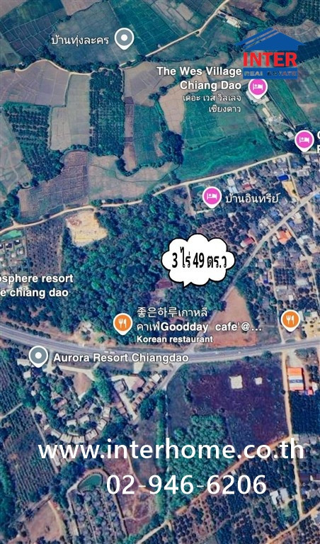 Empty land 3 rai 49 sq m, Thung Lakorn Village. Near Chiang Dao Provincial Court ถนนทางหลวงแผ่นดินหมายเลข107 (ถนนโชตนา) ถนนทุ่งละคร เชียงดาว เชียงใหม่ – รูปที่ 3