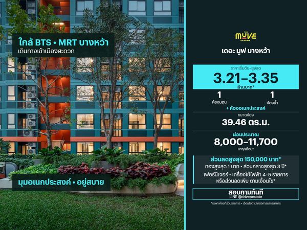 ขายคอนโด เดอะ มูฟ บางหว้า 39.46 ตร.ม.