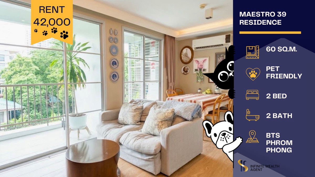 ✨ Never rented before • Maestro 39 near BTS Phrom Phong | 2 Bed 60 sqm • Pet-Friendly 🐶🐱 rare unit at 42k/mo. Book now! ✨ Never rented before • Maestro 39 near BTS Phrom Phong | 2 Bed 60 sqm • Pet-Friendly 🐶🐱 rare unit at 42k/mo. Book now!