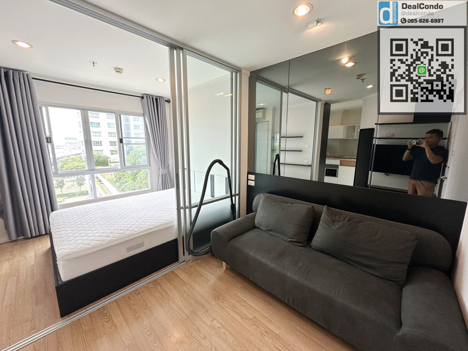 [PK046] There is a VDO, newly renovated room, washing machine for rent, Lumpini Ville Chaengwattana-Pak Kret, 6th floor, Building A.