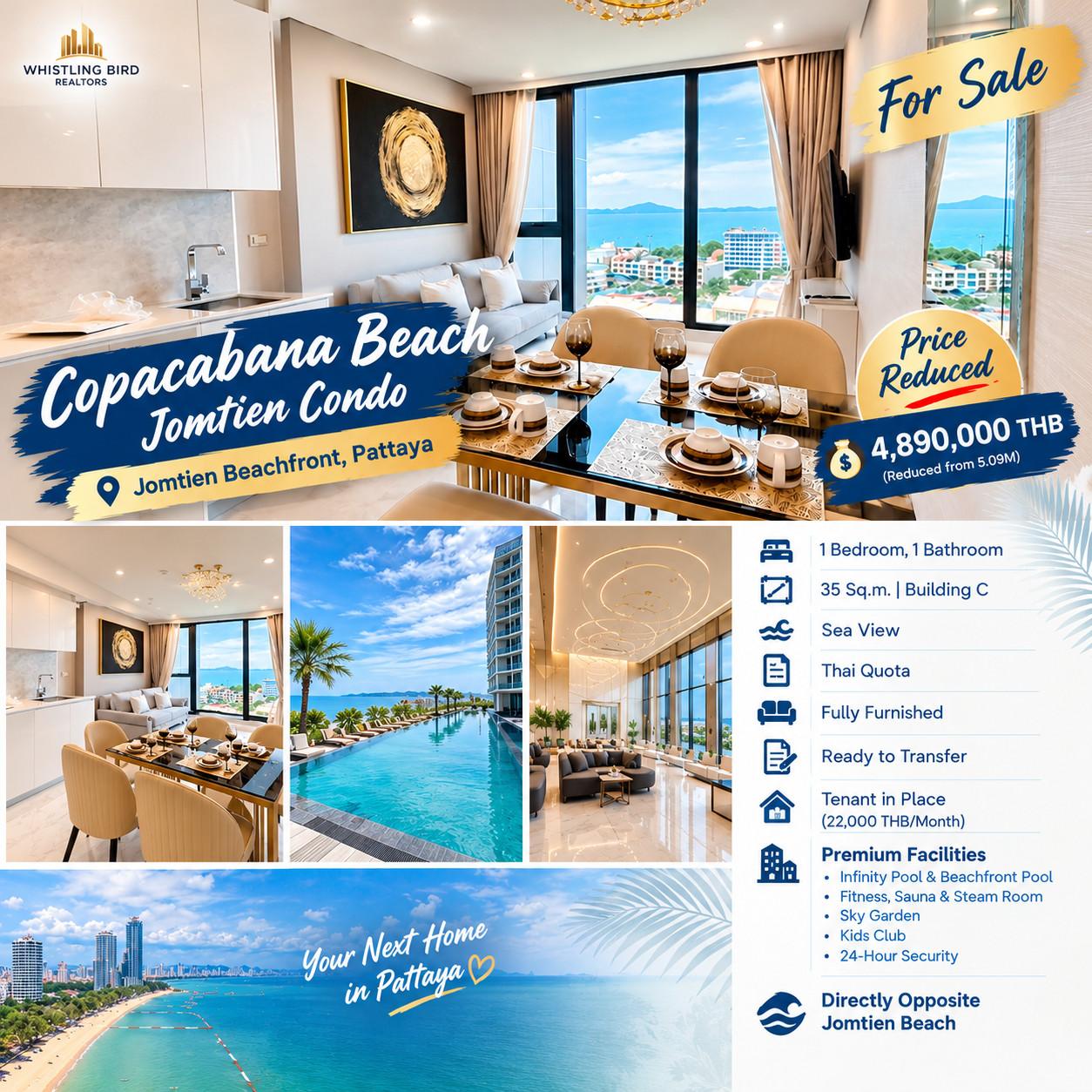 🏖️ Copacabana Beach Jomtien Condo For Sale 🏖️ Copacabana Beach Jomtien Condo For Sale