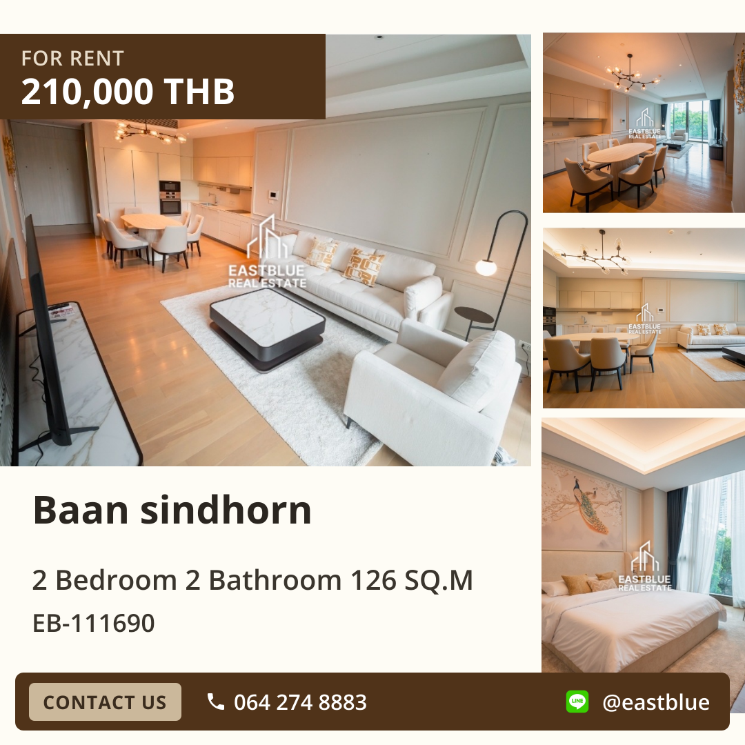 ให้เช่า Baan sindhorn 2 นอน 126 ตร.ม. ใกล้ BTS ชิดลม 210,000/เดือน 0642748883