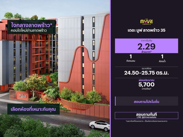 ขายคอนโด เดอะ มูฟ ลาดพร้าว 35 24.50–25.75 ตร.ม.