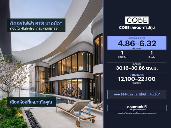 Condo for sale COBE Kaset–Sripatum 30.16–30.86 sq m.