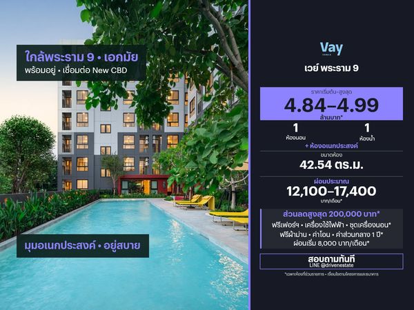 ขายคอนโด เวย์ พระราม 9 42.54 ตร.ม.
