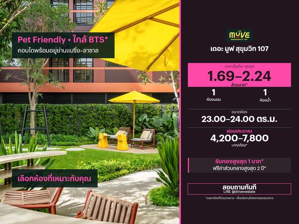 ขายคอนโด เดอะ มูฟ สุขุมวิท 107 23.00–24.00 ตร.ม.