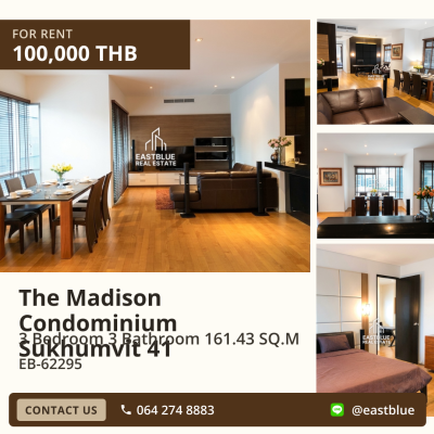 For Rent: The Madison Condominium Sukhumvit 41 3 Bed 161.43 sqm near BTS Phrom Phong 100,000 THB/month