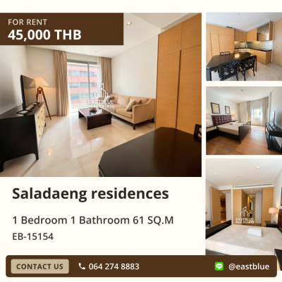 Saladaeng residences ให้เช่า 1 ห้องนอน 🛋️ พร้อมเข้าอยู่! 0642748883