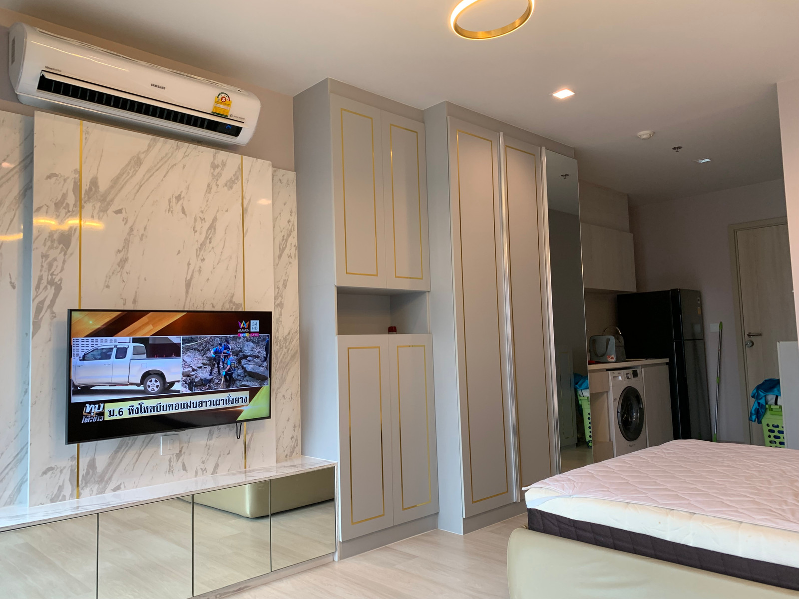 Condo for rent, Wire one wireless, room 28 sq m., beautiful room, beautiful view, Saen Saep Canal view, 32nd floor. – รูปที่ 4