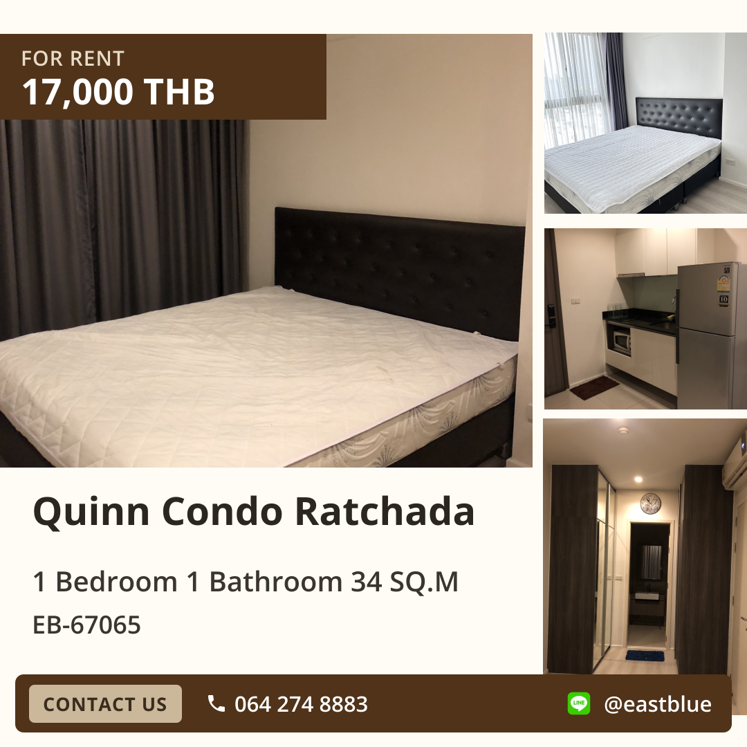 For Rent: Quinn Condo Ratchada 1 Bed 34 sqm near MRT Sutthisan 17,000 THB/month