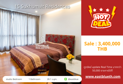 For Sale: Studio Condo at 15 Sukhumvit Residences – Prime Location!