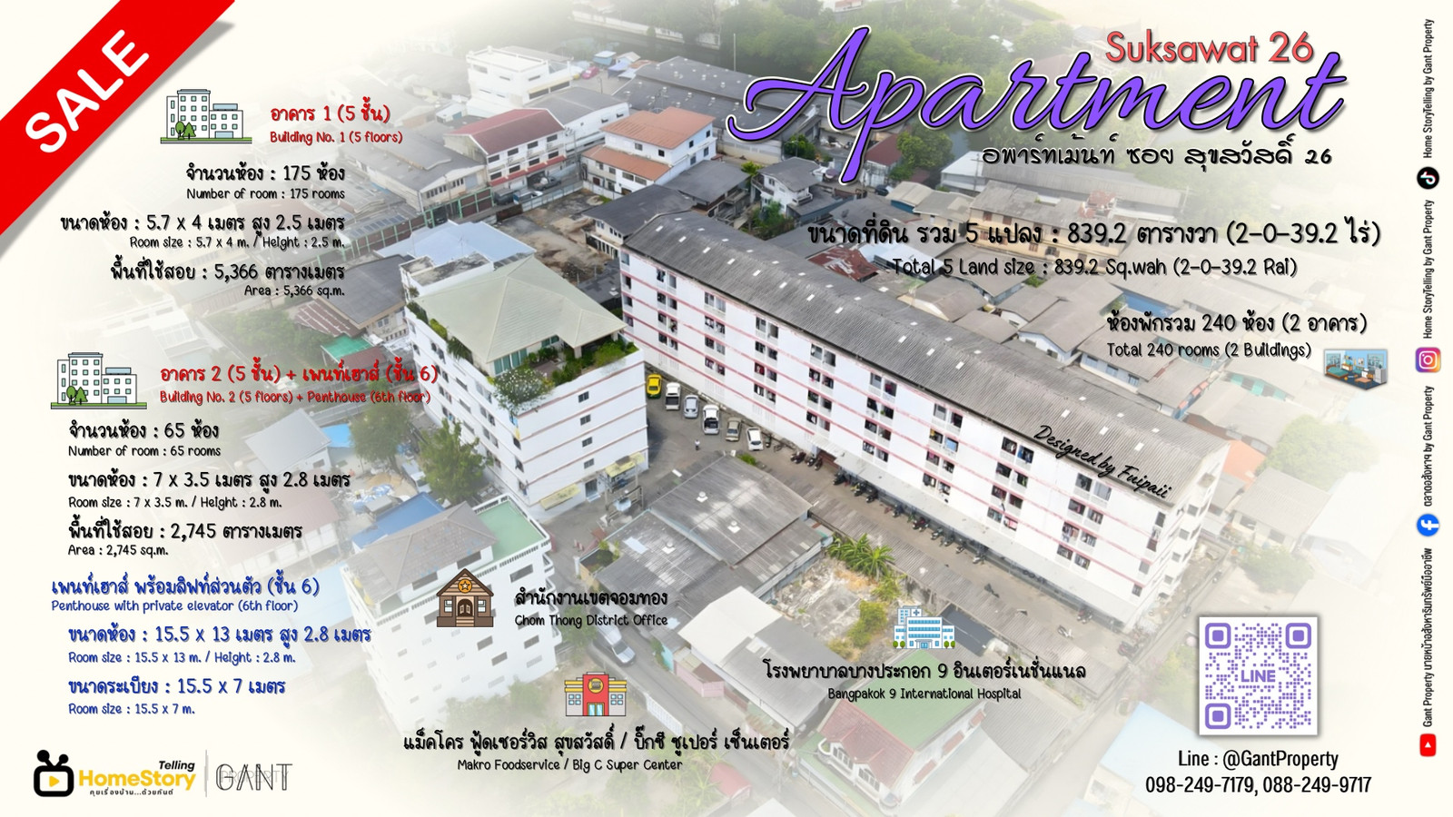 (G-349) Apartment Building for Sale with Full Occupancy – Soi Suksawat 26, Bangkok
