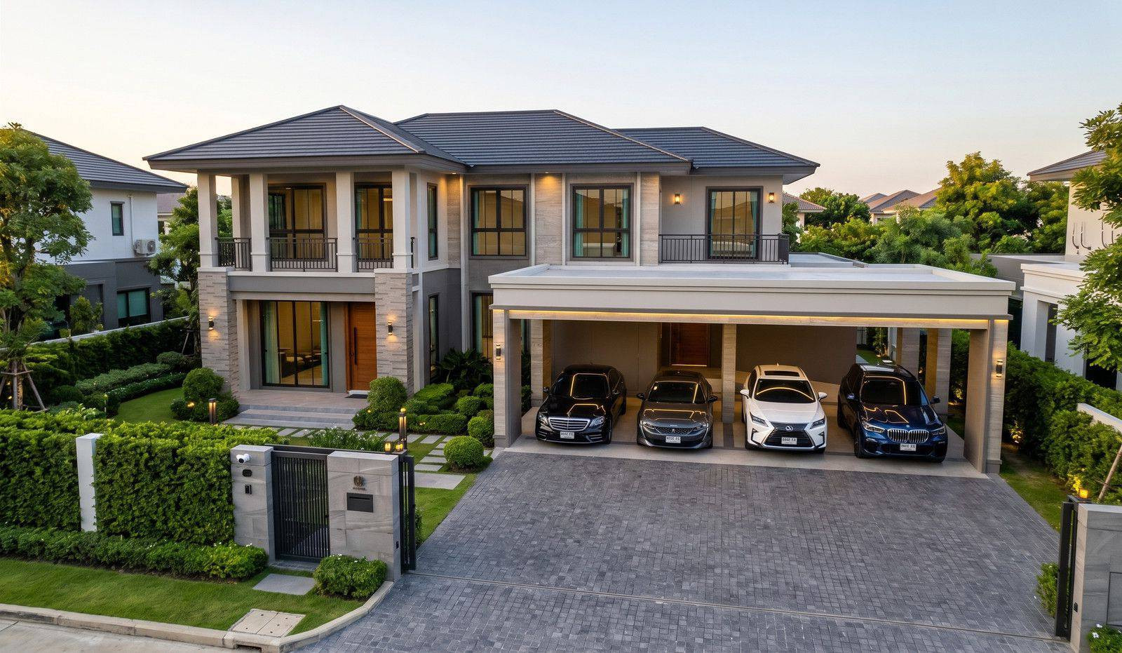 **New Palace, an innovative flood prevention house House number Mongkol 99/95 (empty house), new model, ceiling height 3.2 meters, near Brighton College International School, Krungthep Kreetha.