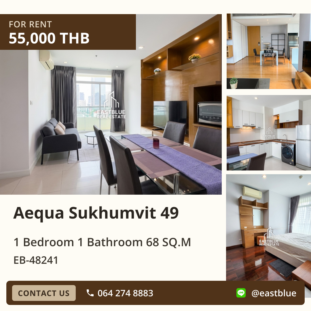 คอนโดให้เช่า Aequa Sukhumvit 49 🏙️ 1 ห้องนอน ใกล้ BTS พร้อมพงษ์ 0642748883
